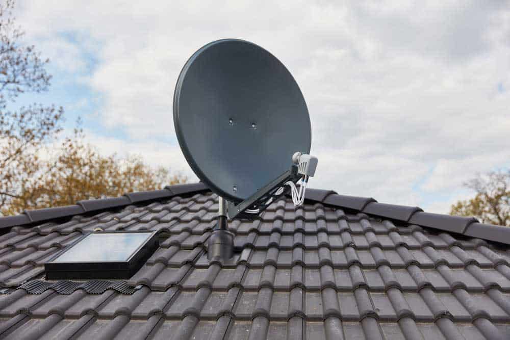 Satellite internet receiver installed on the roof