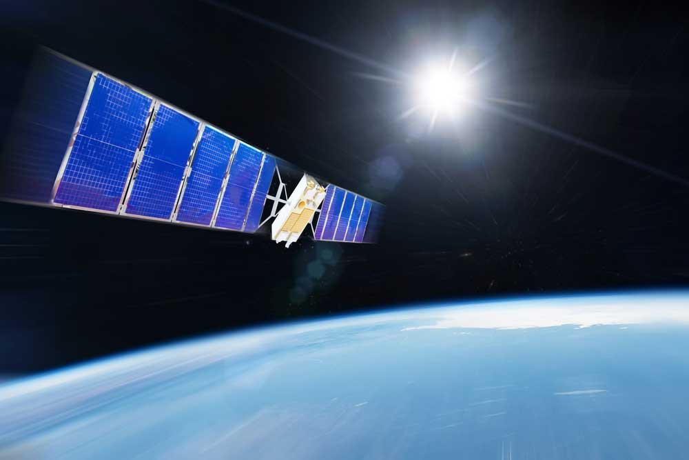 Orbiting communications satellite