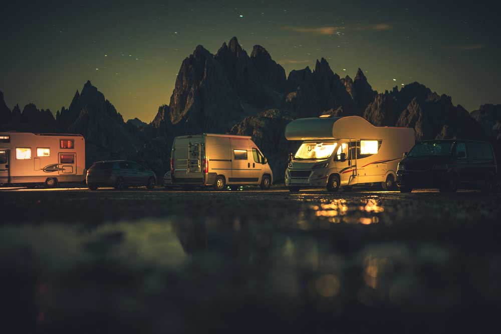 Recreational Vehicles RVs Overnight Alpine Camping