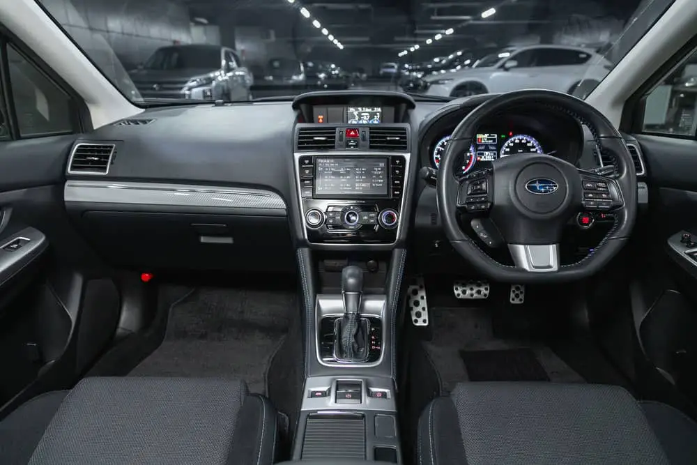 Subaru steering wheel shift lever and dashboard