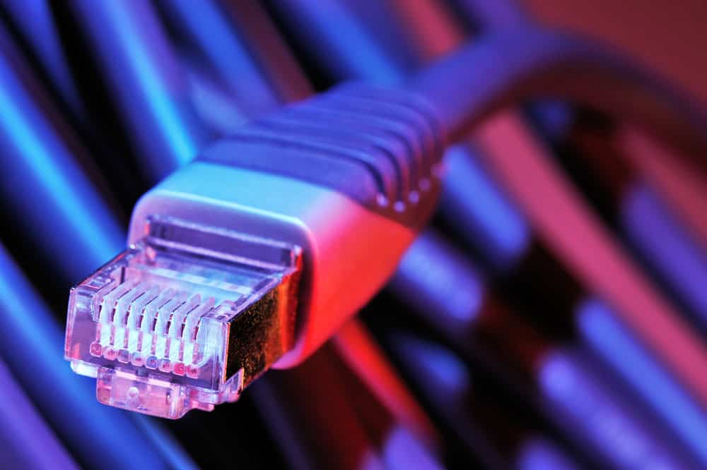 Picture showing the plug of a high-speed ethernet cable