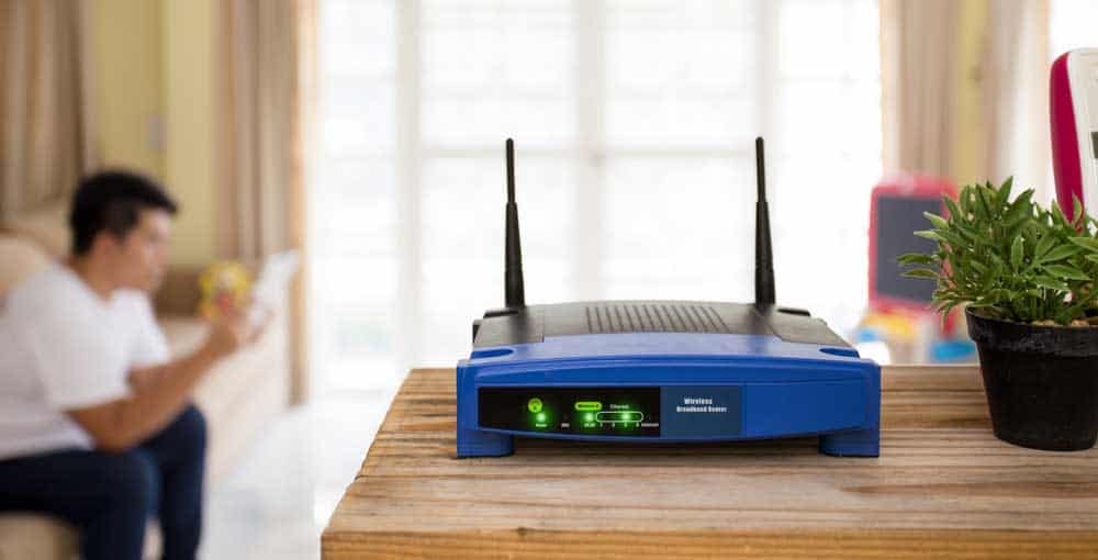 Image of WiFi router placed somewhere high