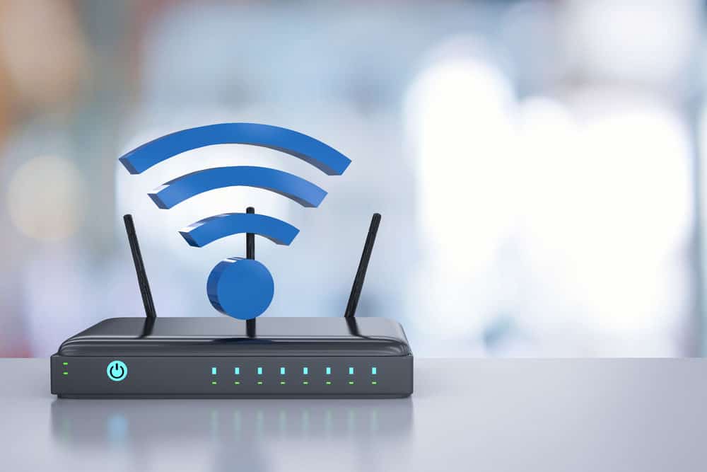Router with blue WIFI signal