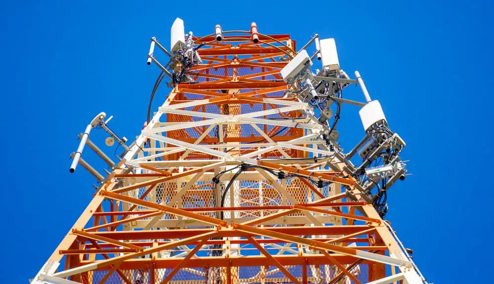 Telecommunication tower of 4G and 5G cellular signal