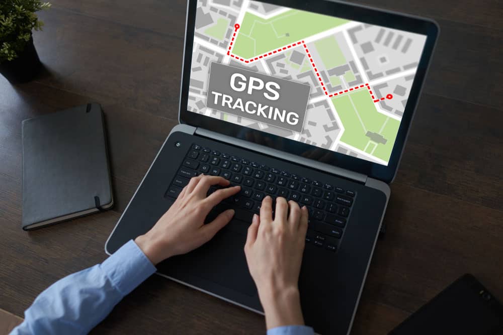 GPS (Global positioning system) tracking map on a device screen.