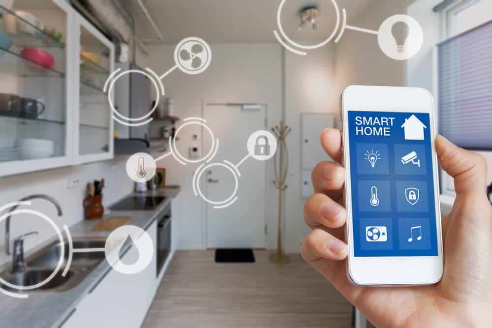 A smart home with different things connected to the internet