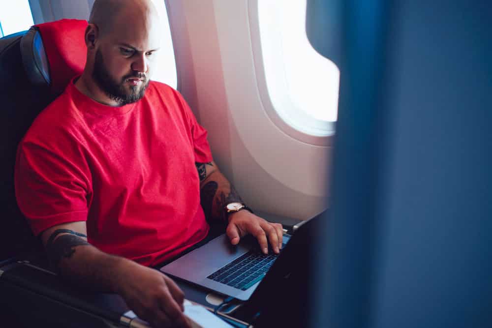 Passenger browsing on a plane
