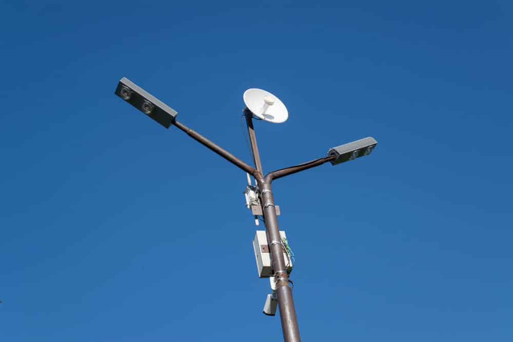 Satellite dish on a pole