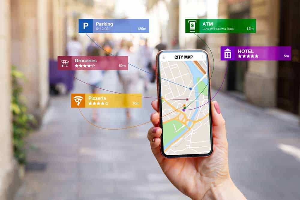 How technology is used for navigation and location-based applications on iPhone