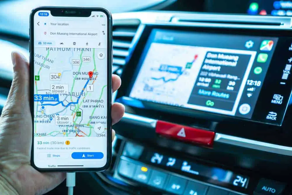 Google Maps on the Apple CarPlay app for iPhone