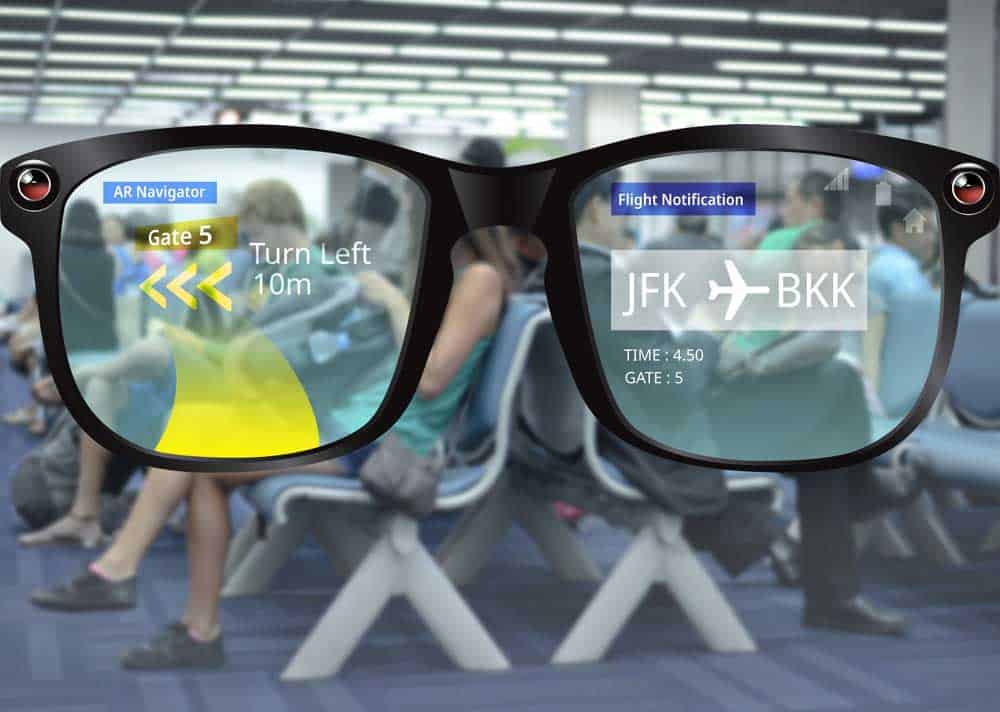 AR smart glasses with navigation capabilities in an airport