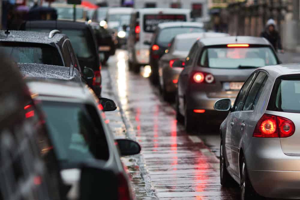 How Much Data Does GPS Use:  Cars in a traffic jam during rush hour