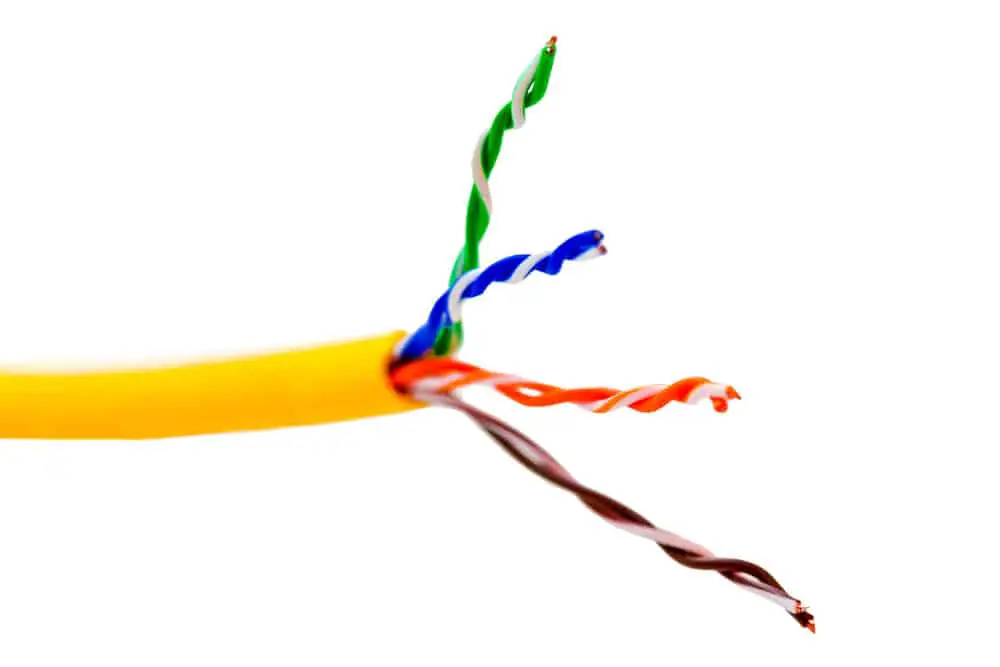 The four twisted pairs in an ethernet cable