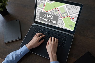 GPS (Global Positioning System) tracking map on a device screen.