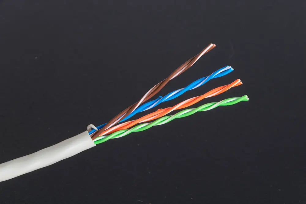 A twisted pair cable with four wire pairs