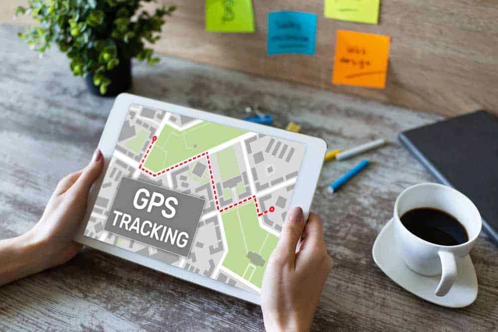 GPS tracking map on a device screen