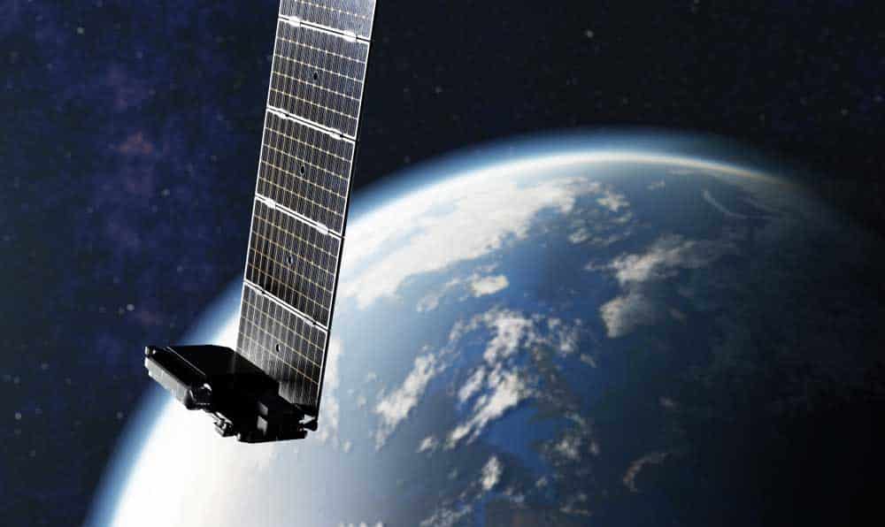 A Starlink internet satellite in space