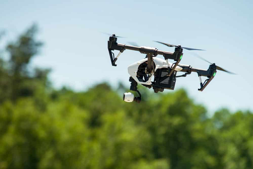 Quadrocopter drone in flight