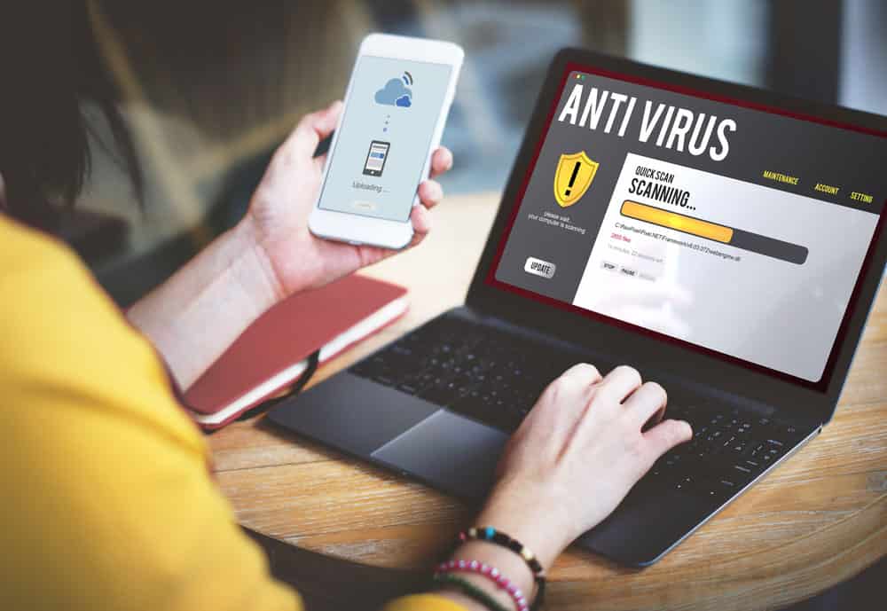 A laptop with antivirus software