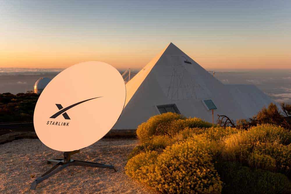 A Starlink satellite internet dish