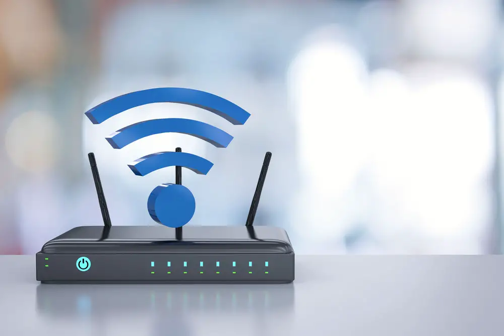 Router with blue wi-fi sign