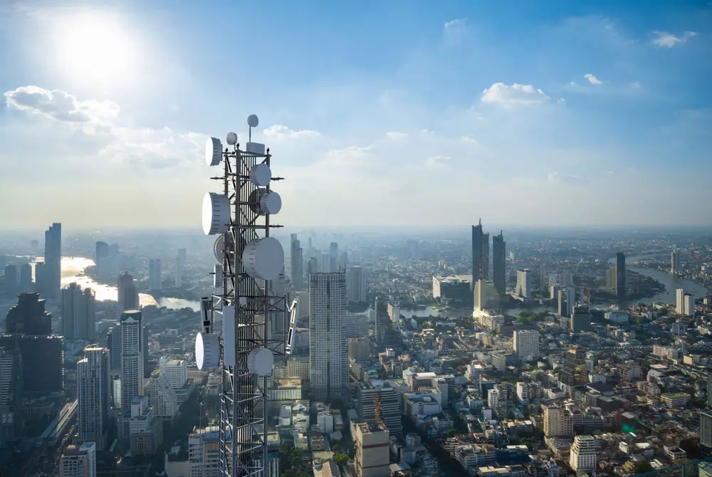 A telecommunication tower. 