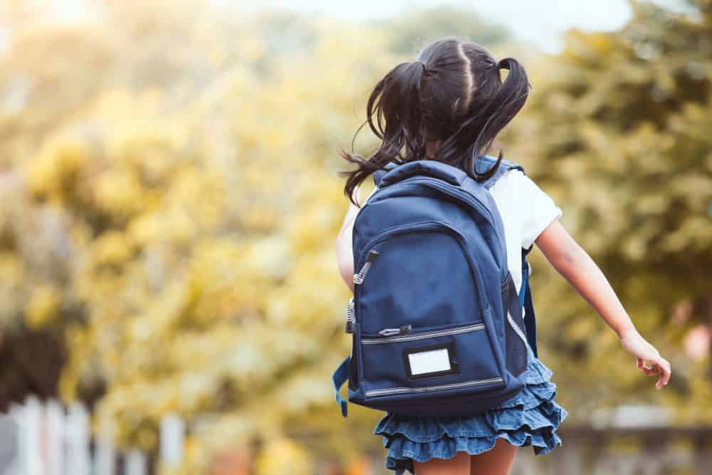 Cute girl wearing a backpack