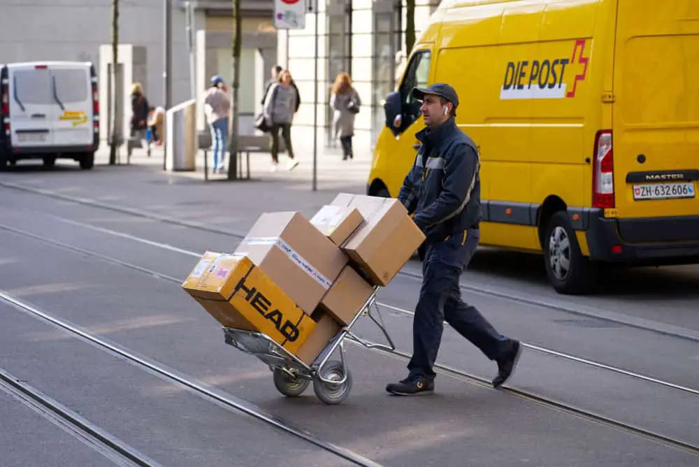 A driver delivering a package