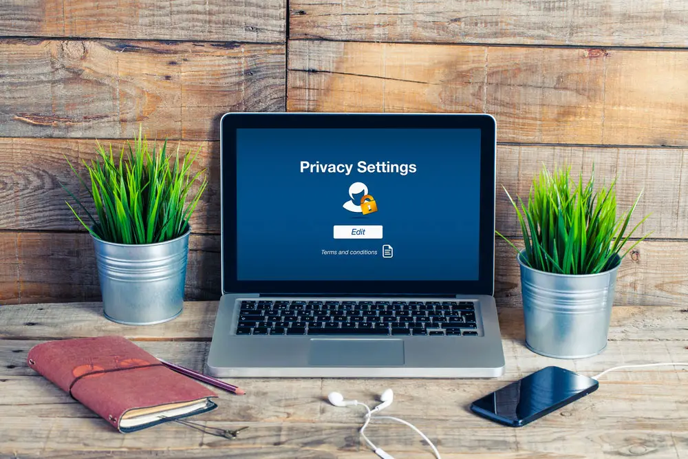 Online privacy settings on the laptop 