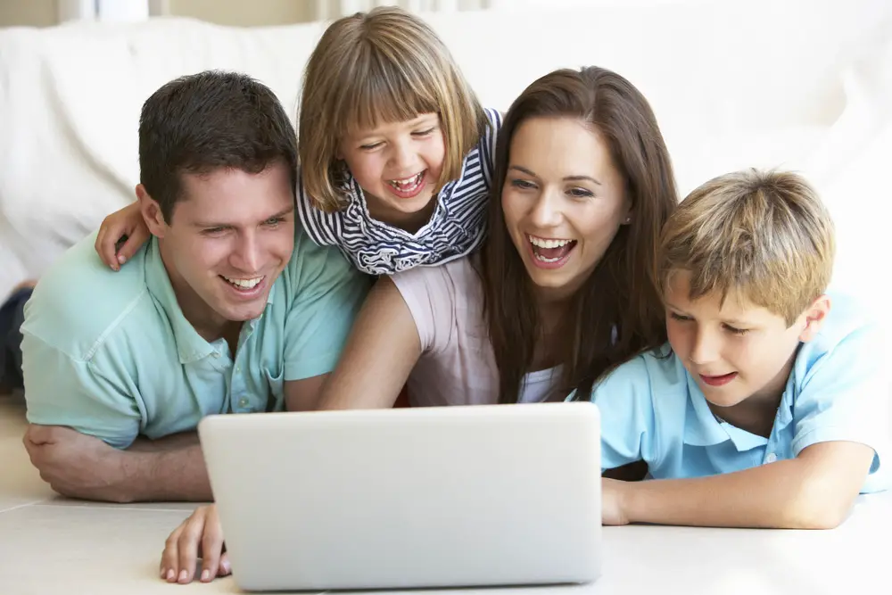 A family browsing the internet. 