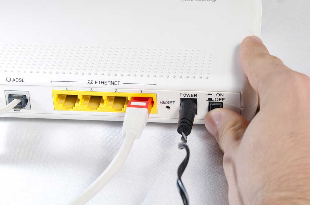 Ethernet Cables on a Router. 