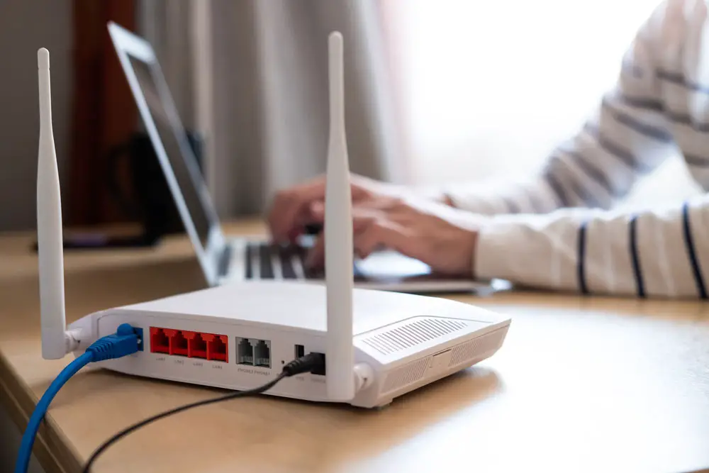 Internet router on the working table