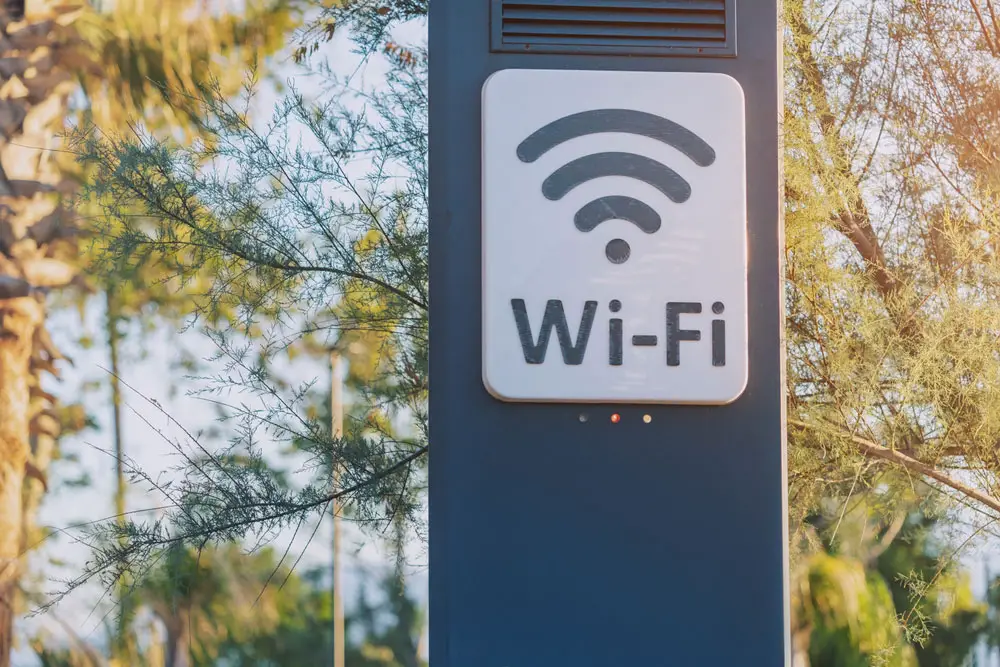 A Wi-Fi access point in a city park