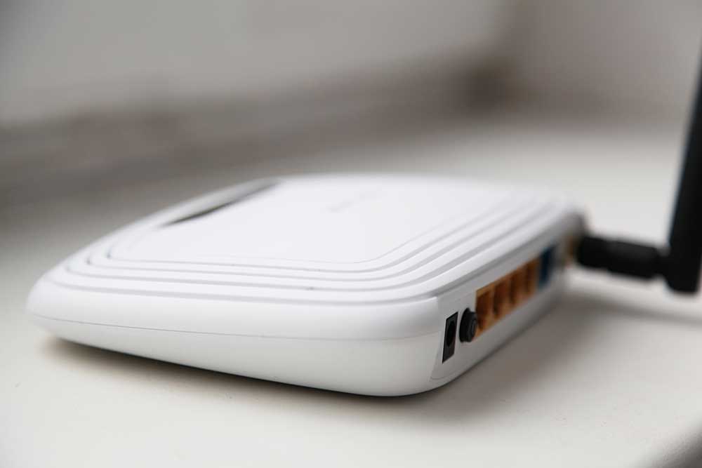 A white router. 