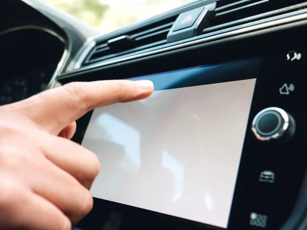 A blank screen on a car’s infotainment system