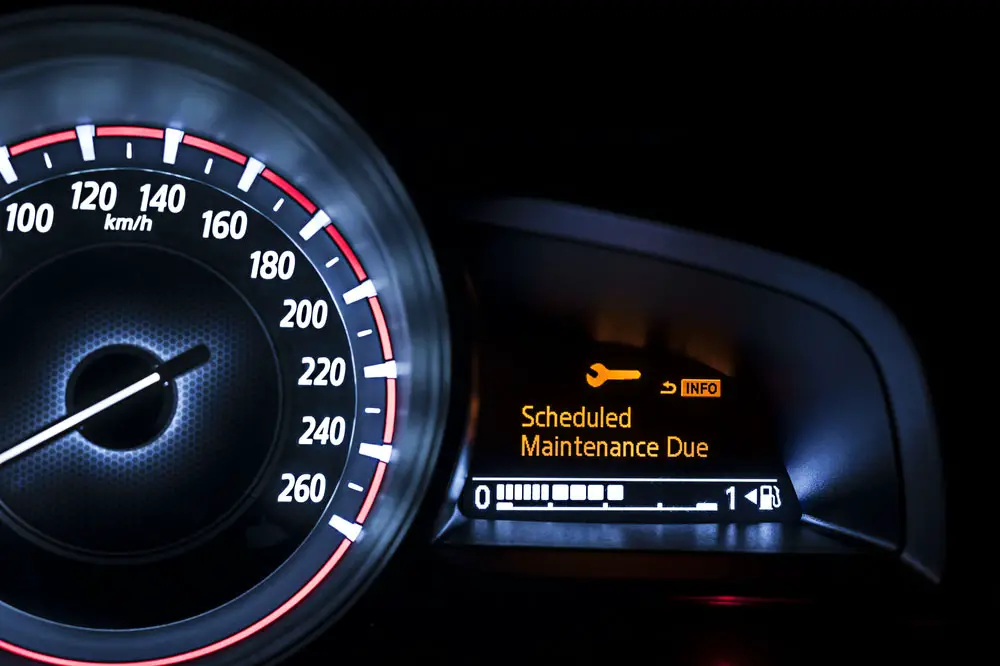 A "scheduled maintenance due" message on the dashboard