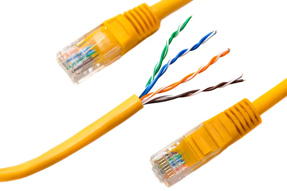 An ethernet cable with four twisted pairs