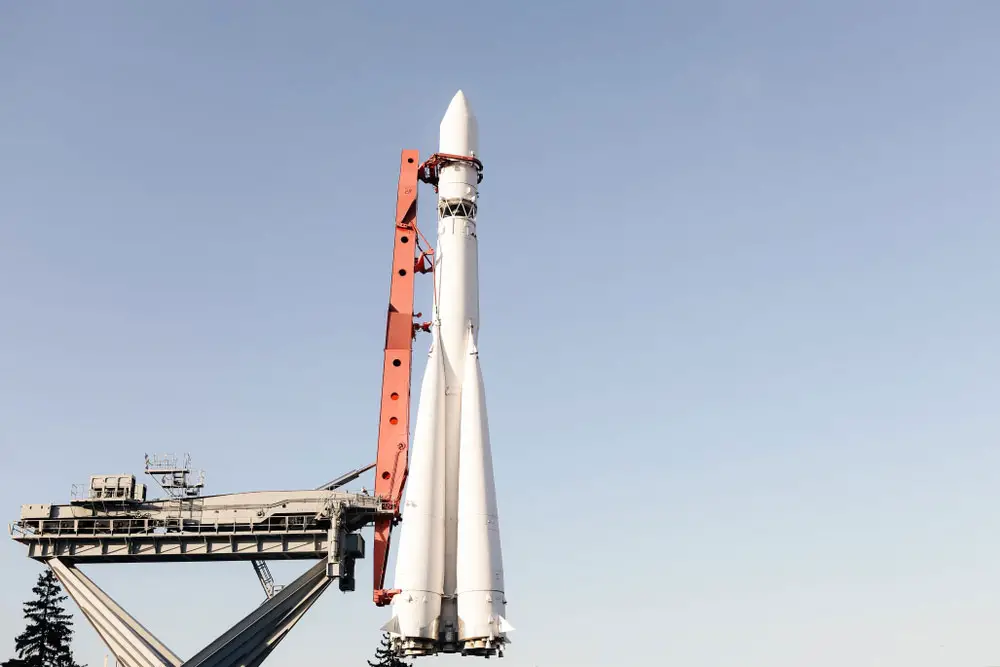A rocket ready for launch to deliver a payload into space