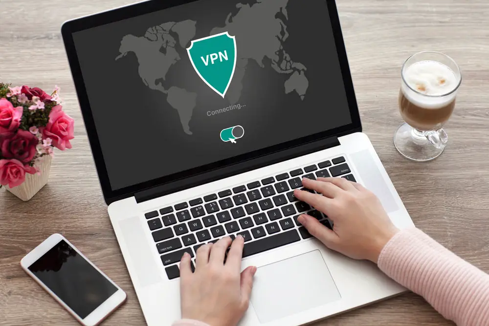 A laptop running VPN software