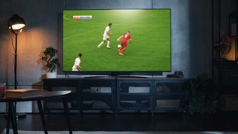 Soccer match on a TV screen