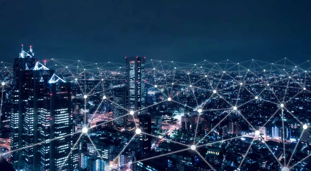 Telecommunications network above a city