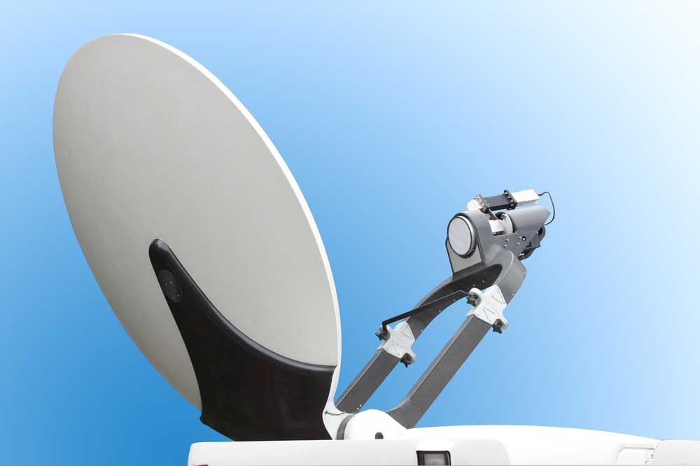 A parabolic satellite dish antenna